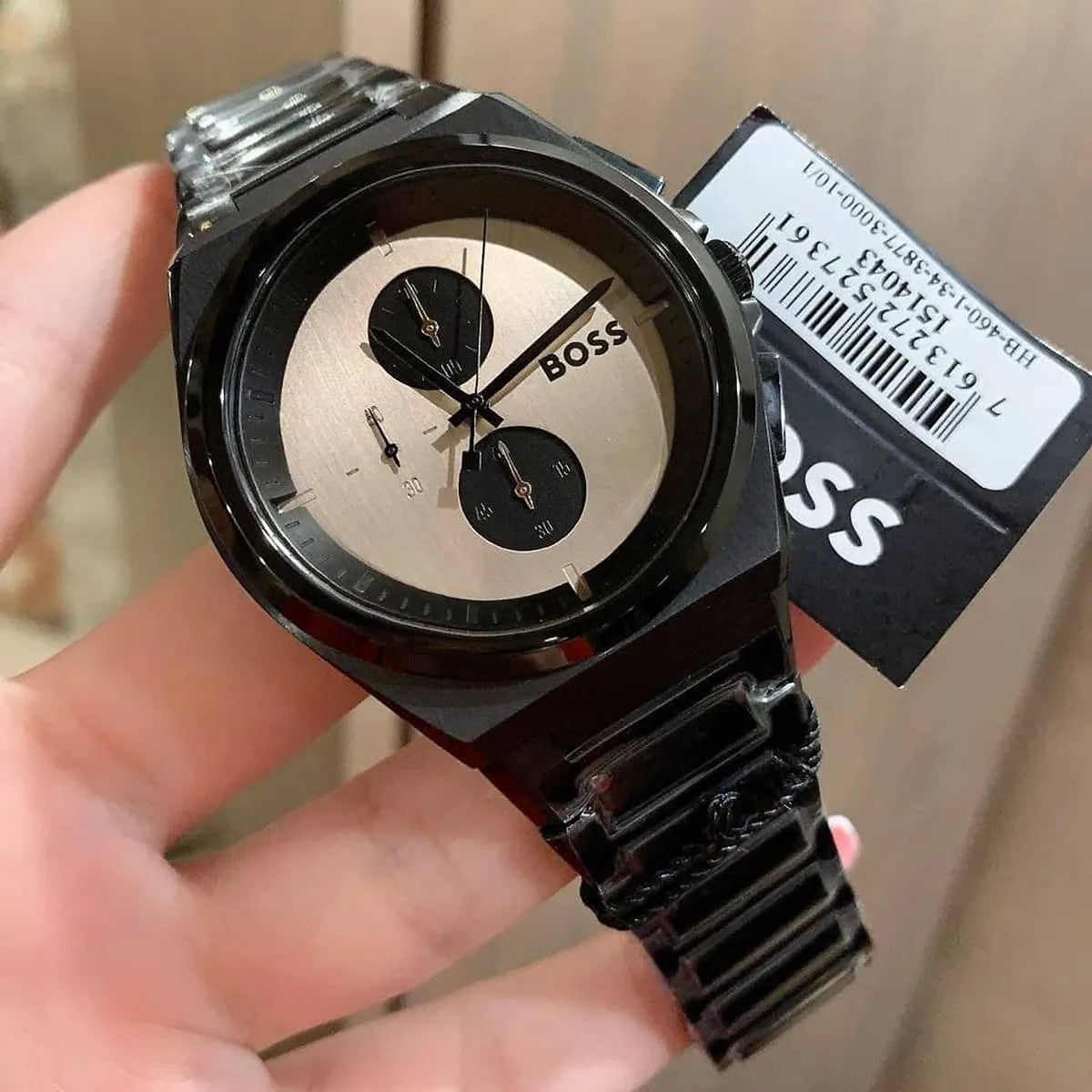 Hugo Boss Steer Chronograph Brown Dial Black Steel Strap Watch For Men - 1514043 1514043 - Image 4