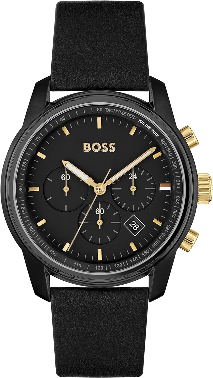 Hugo Boss Trace Chronograph Leather Men's Watch 1514003 - The Watches Men & CO