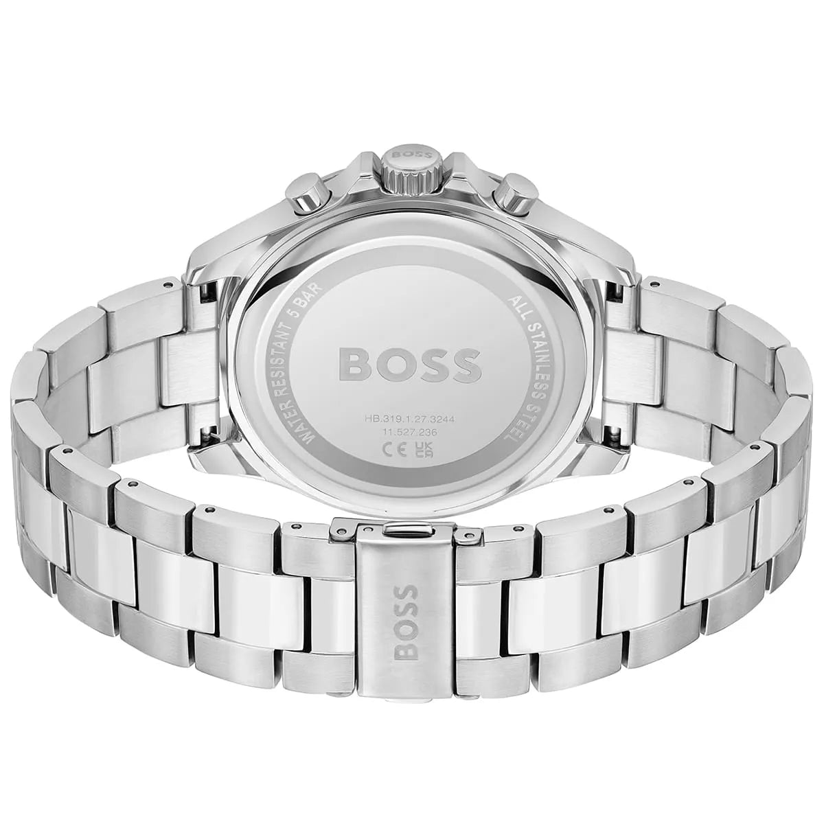 Hugo Boss Troper watch caseback with BOSS branding and specifications engraved