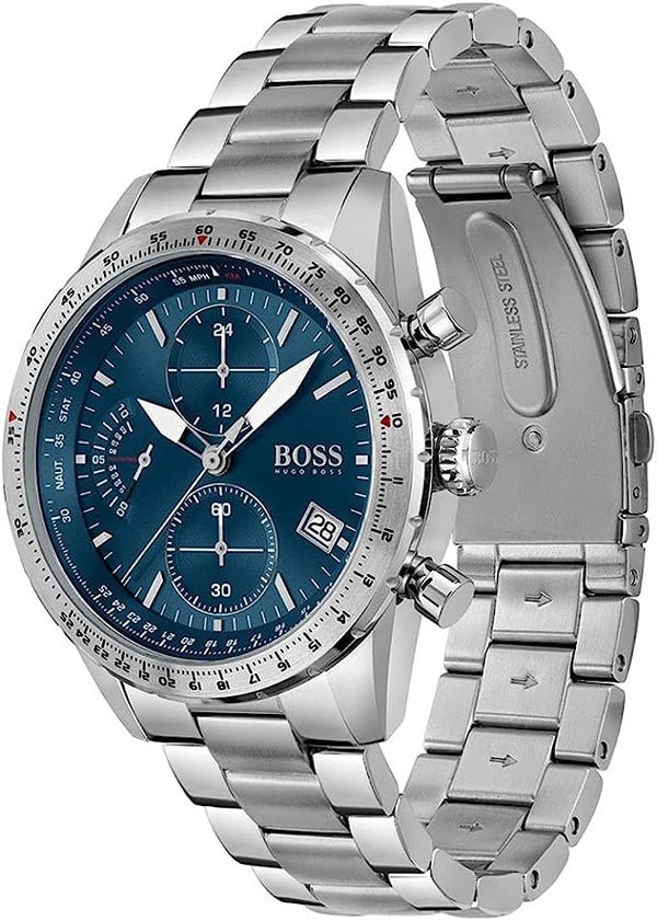 Hugo Boss Chronograph VANGUARD Black Leather Strap Men's Watch 1513582