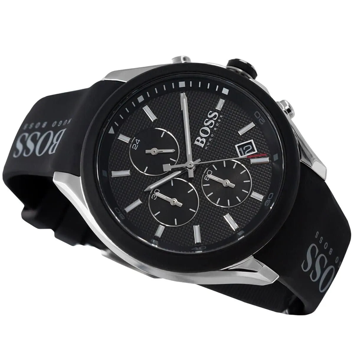 Hugo Boss Velocity Chronograph Black Dial Black Leather Strap Watch for Men - 1513716 1513716 - Image 4
