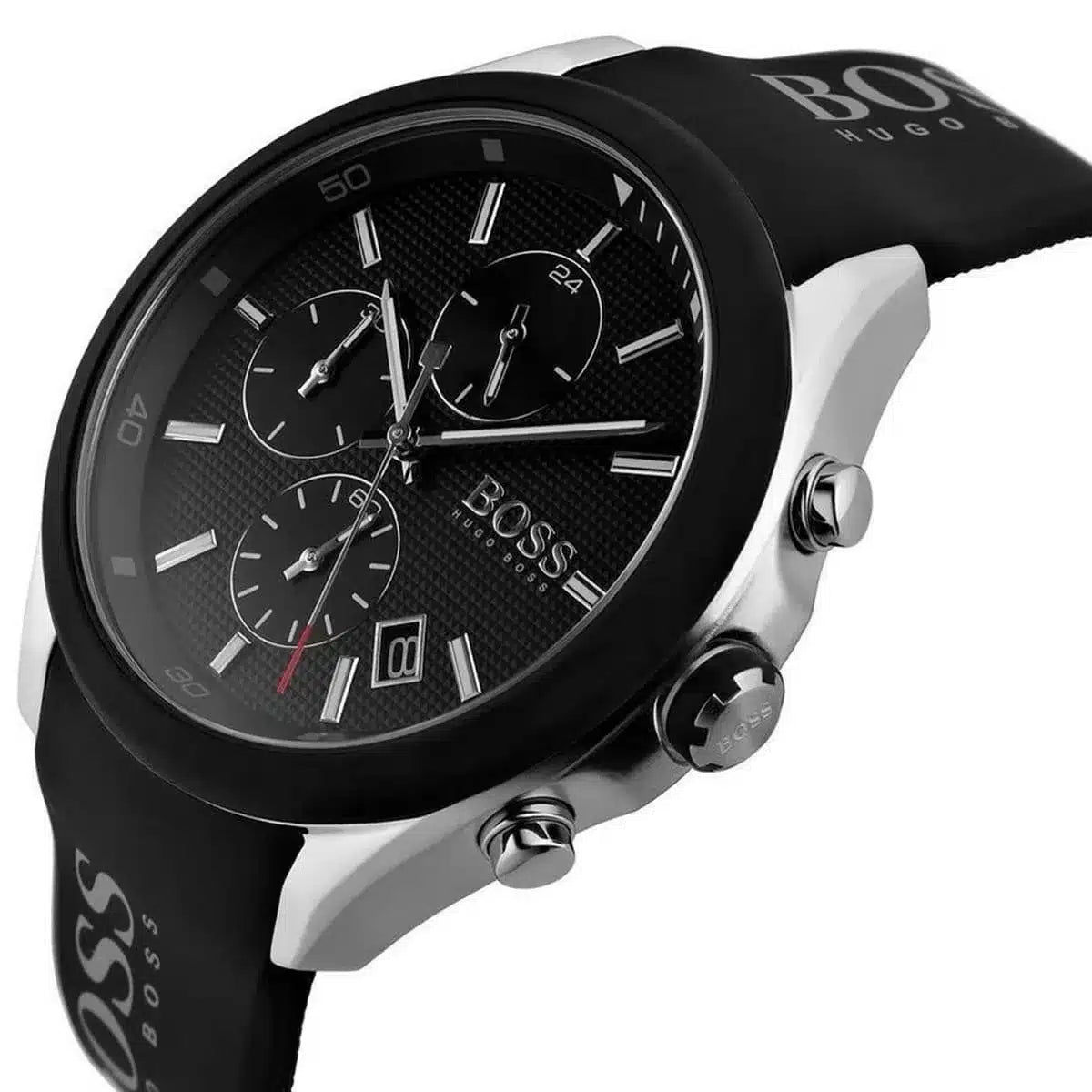 Hugo Boss Velocity Chronograph Black Dial Black Leather Strap Watch for Men - 1513716 1513716 - Image 3