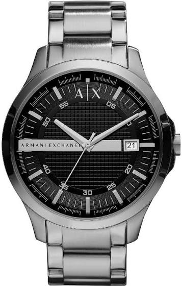 Armani Exchange Hampton Date Black Dial Silver Watch - AX2103