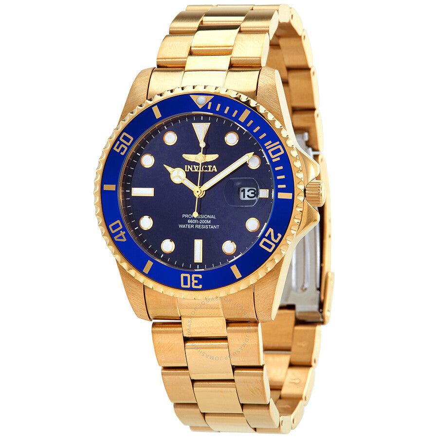 Invicta Pro Diver Japan Quartz Blue Dial Gold Men's Watch 33270