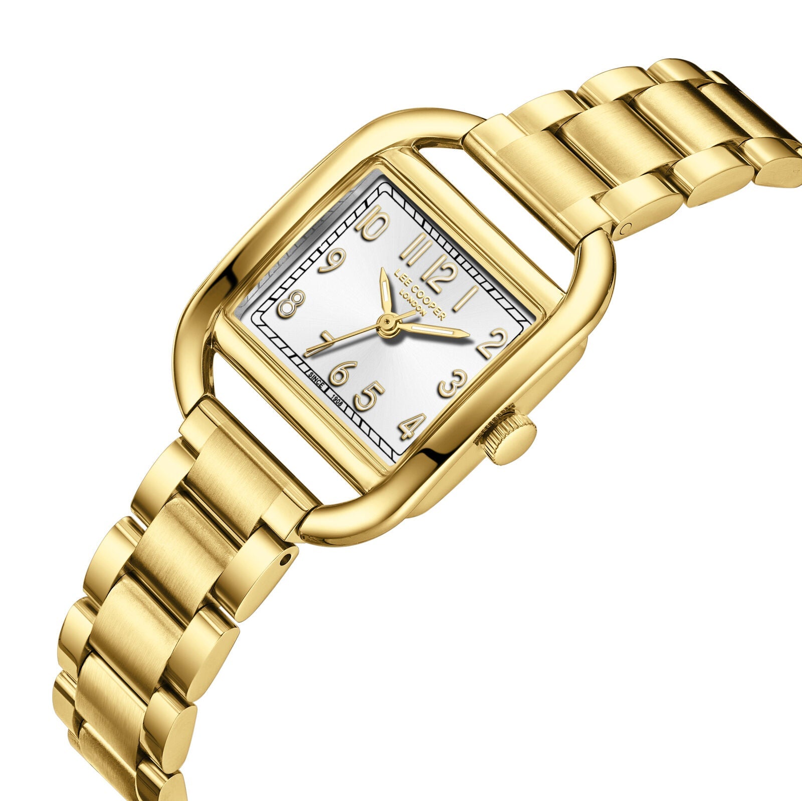 Lee Cooper Square Fashion Silver Dial Gold Watch - LC08274.130