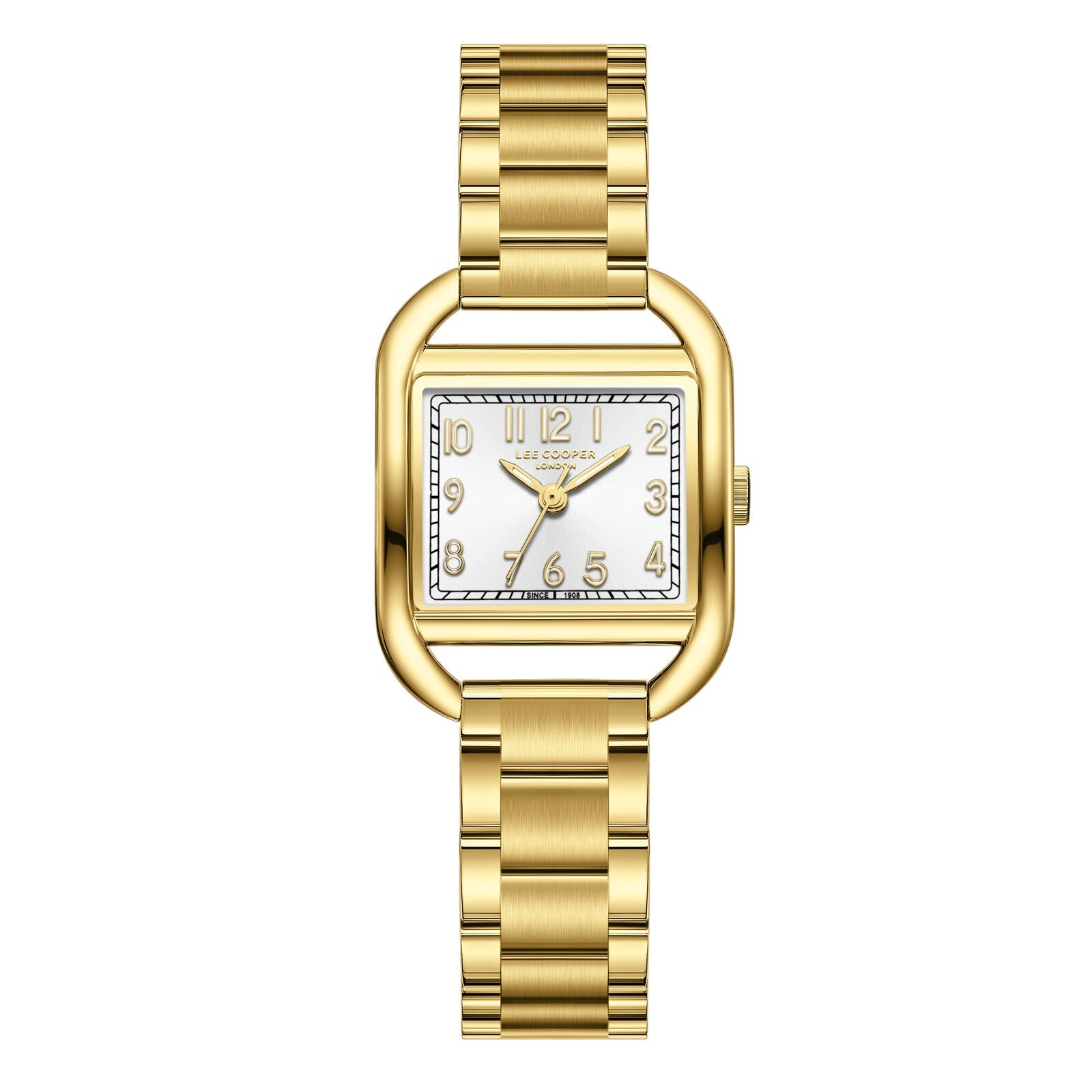 Lee Cooper Square Fashion Silver Dial Gold Watch - LC08274.130