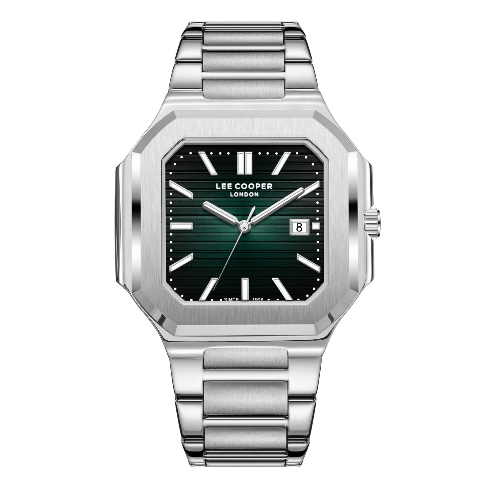 Lee Cooper Maxime Square Case Green Dial Silver Watch - LC08269.370