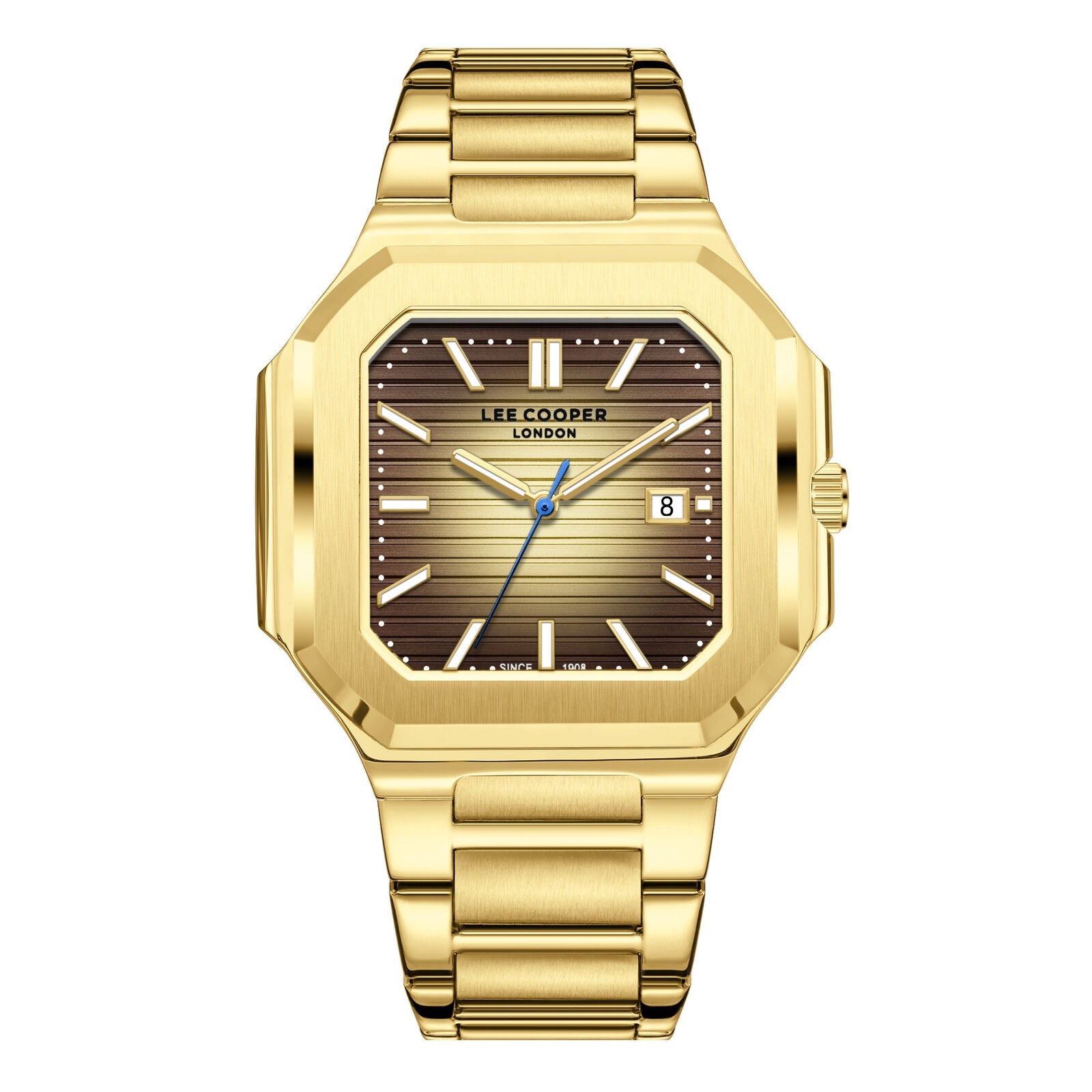 Lee Cooper Maxime square case gold watch with brown dial and gold bracelet