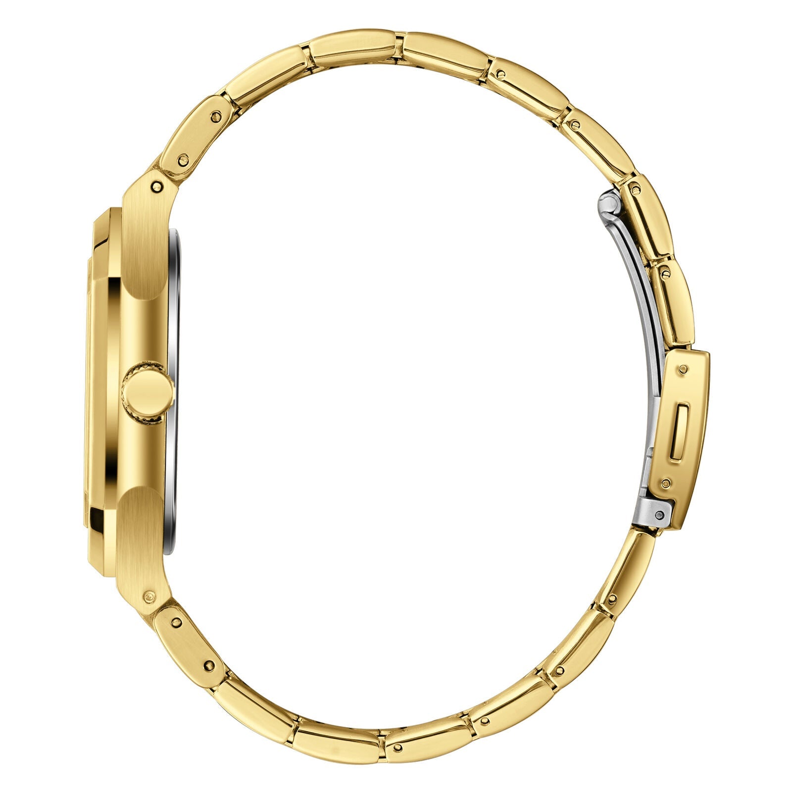 Lee Cooper Maxime gold watch side view of square case and bracelet