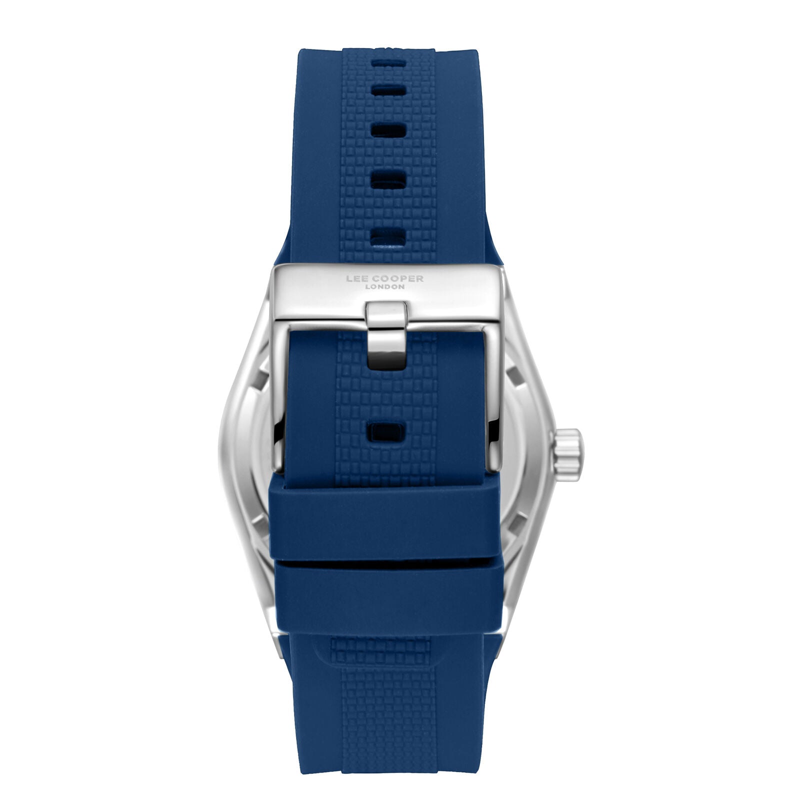 Lee Cooper Zane Date Window Blue Dial and Silicone Strap Silver Watch - LC08250.399