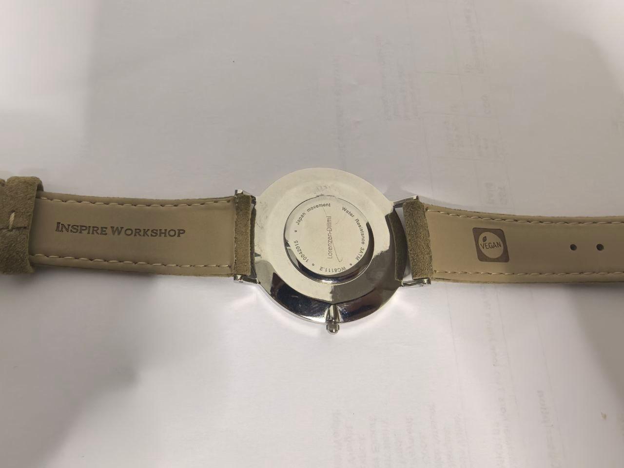 Lorenzen Dilimi Slim White Dial Beige Suede Strap Men's Watch (Pre-Owned)