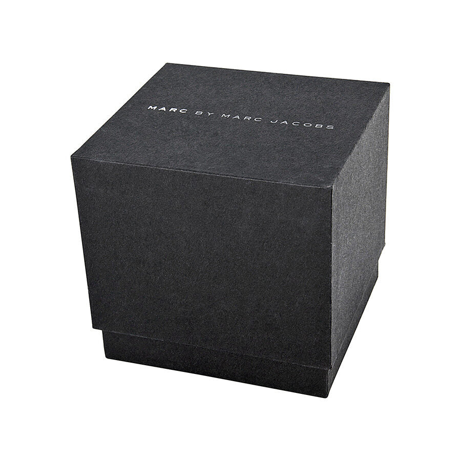 Marc by Marc Jacobs Baker MBM1269 black branded watch box with silver logo text