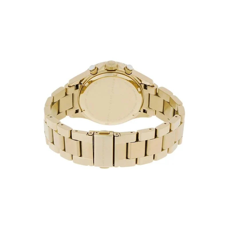Case back view of Marc by Marc Jacobs Baker gold-tone watch