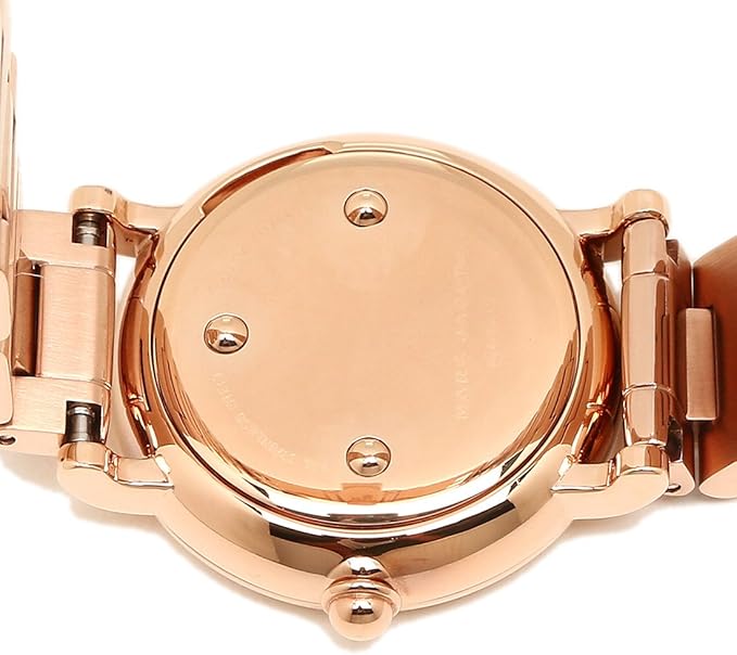 Marc Jacobs MJ3527 case back showing rose gold metal back plate with screw details