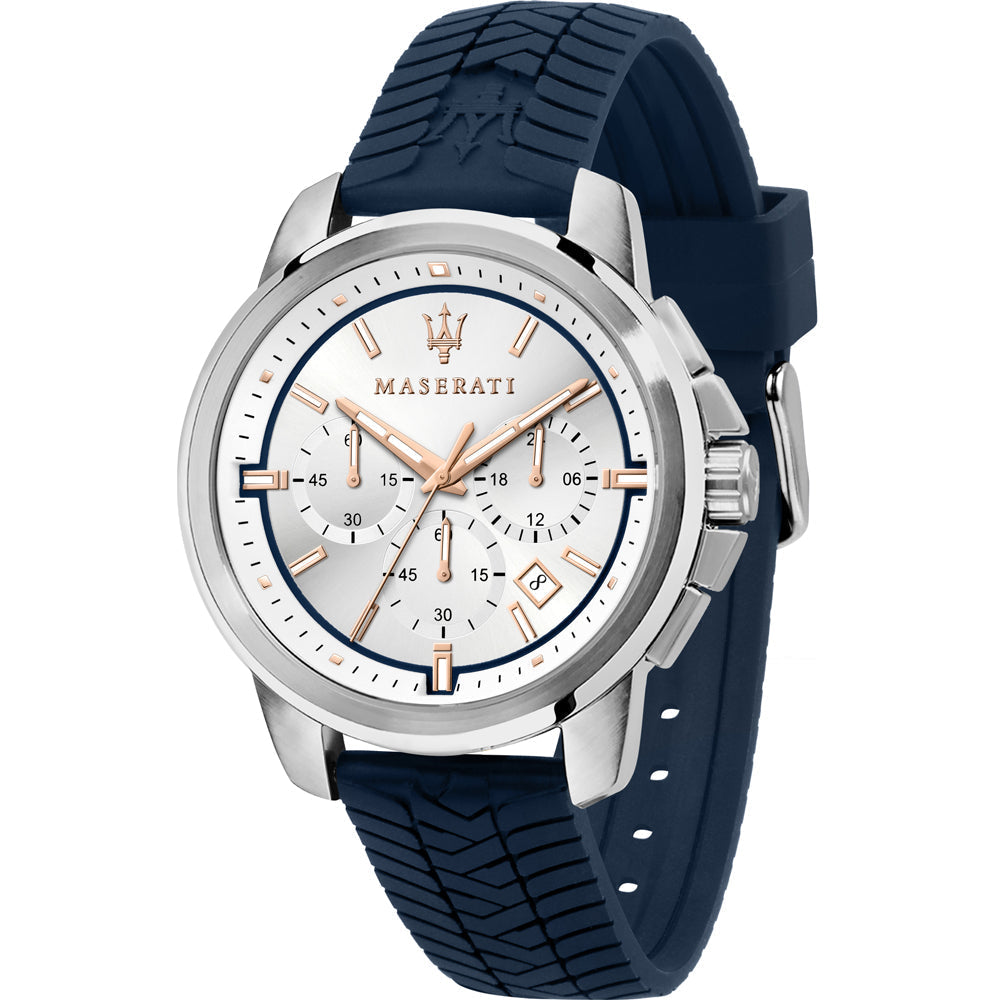 Maserati 44mm CHR W/Silver Dial Blue Strap Menβs Watch R8871621013 - Watch