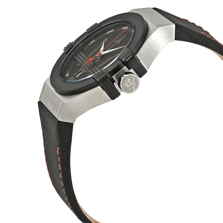 Maserati Potenza Black Dial Black Leather Men's Watch R8851108001