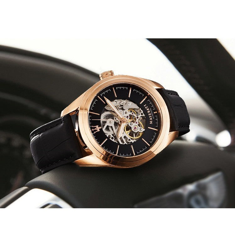Maserati Traguardo Automatic Black/Skeleton Dial Menβs Watch R8821112001 - Watch