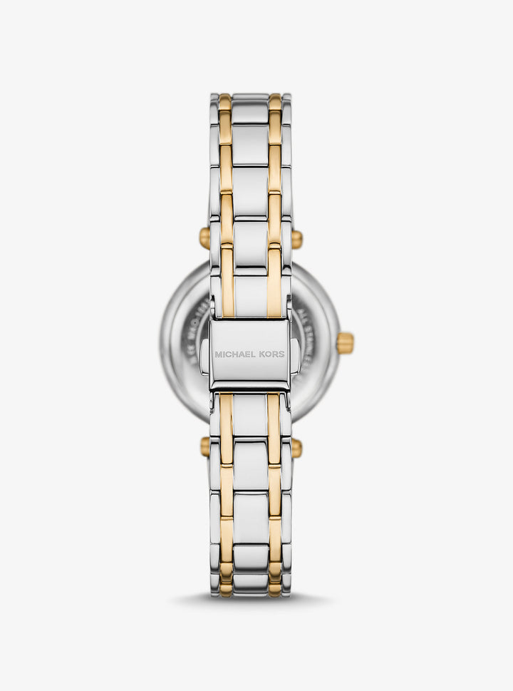 Michael Kors Charleston watch displayed straight on showing full case and bracelet