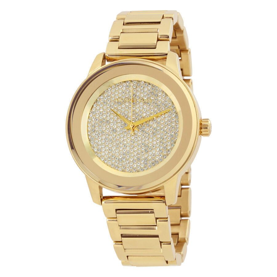 Michael Kors Kinley MK6209 gold women's watch with crystal pave dial and gold-tone bracelet