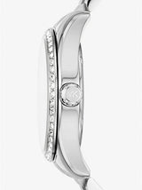 Michael Kors Lexington Crystals Mother of Pearl White Dial Silver Steel Strap Watch for Women - MK1087