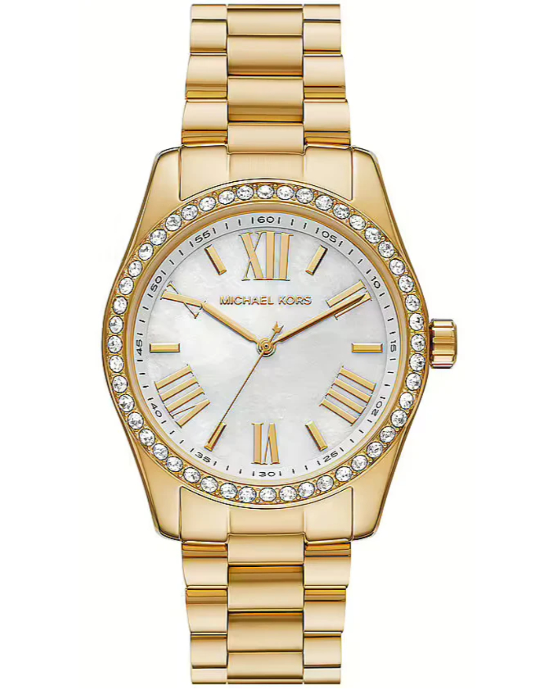 Michael Kors Lexington Mother of Pearl White Dial Gold Steel Strap Watch for Women - MK1079 - Womenβs Watches