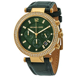 Michael Kors Parker Chronograph Quartz Crystal Green Dial Ladies Watch MK6985