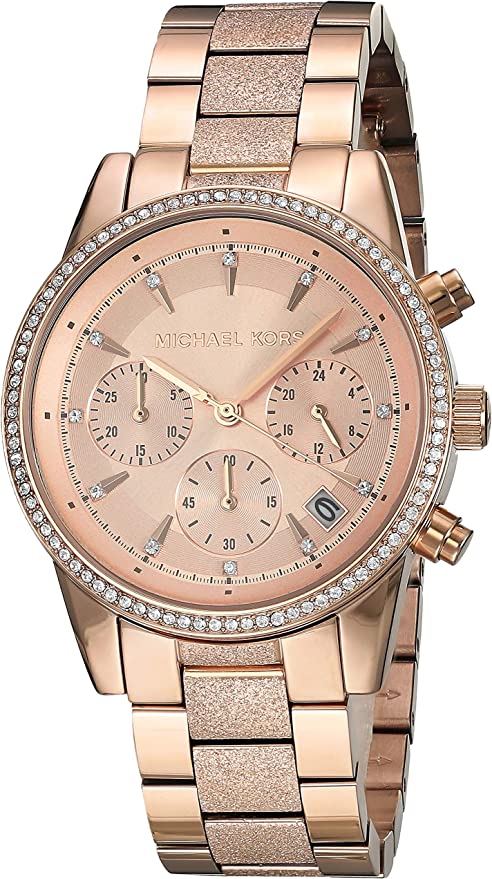 Michael Kors Ritz Chronograph Rose Gold Tone Women's Watch MK6598 - The Watches Men & CO