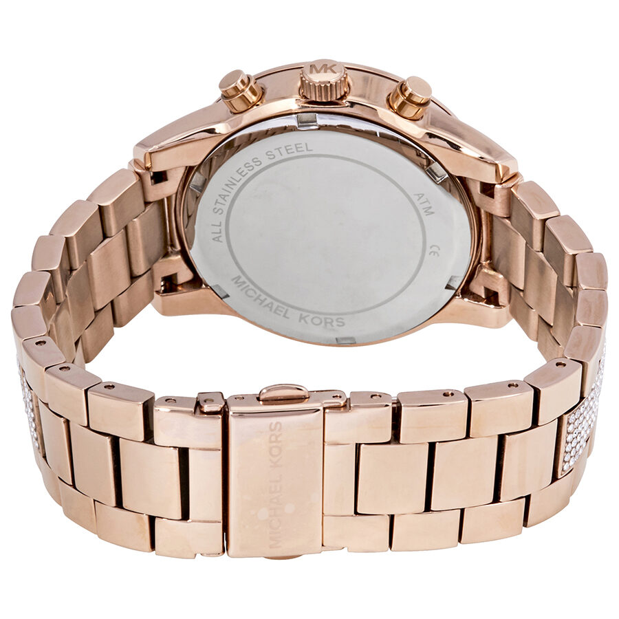 Michael Kors Ritz Pave Chronograph Crystal Rose Gold-Tone Women's Watch - MK6485