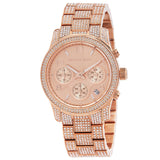 Michael Kors Runway Chronograph Quartz Crystal Rose Gold Dial Ladies Watch MK7481 - Big Daddy Watches