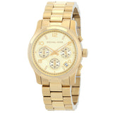 Michael Kors Runway Chronograph Quartz Gold Dial Ladies Watch MK7323 - Big Daddy Watches