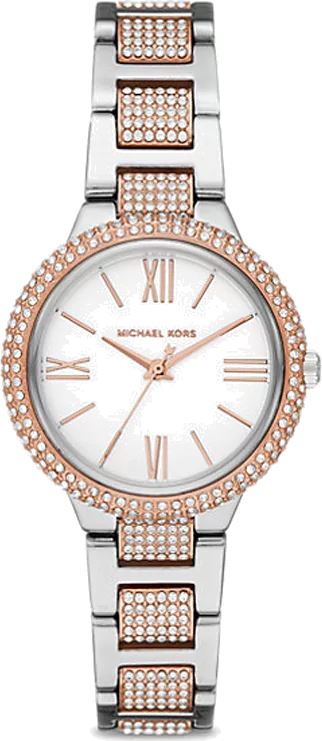 Michael Kors Taryn Rose Gold & Silver Glitz Pave Two Tone Watch MK4461