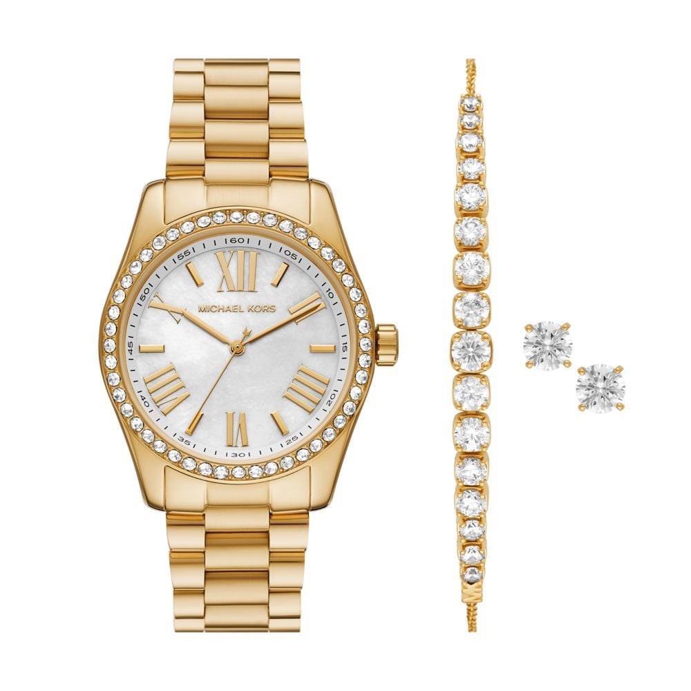 Michael Kors Lexington Mother of Pearl White Dial Gold Steel Strap Watch for Women - MK1079 mk1079 - Image 1