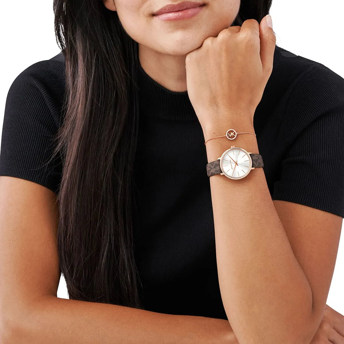 Michael Kors Pyper Brown Leather Women's Watch - MK1036