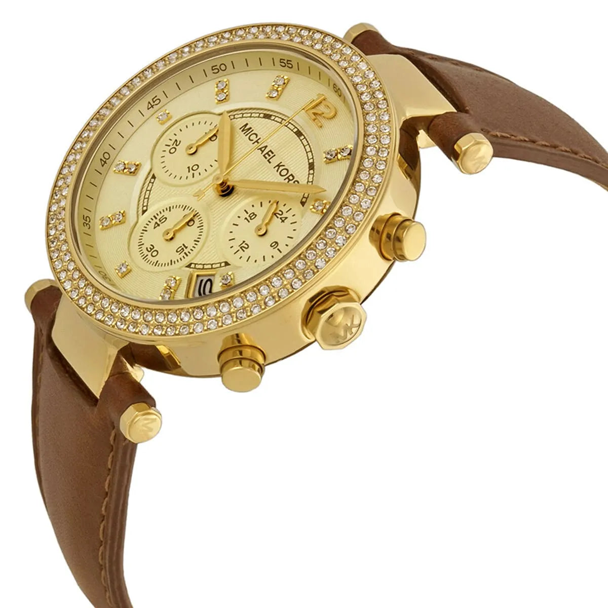 Michael Kors Parker Champagne Gold Dial Brown Leather Strap Watch for Women - MK2249 MK2249 - Image 5