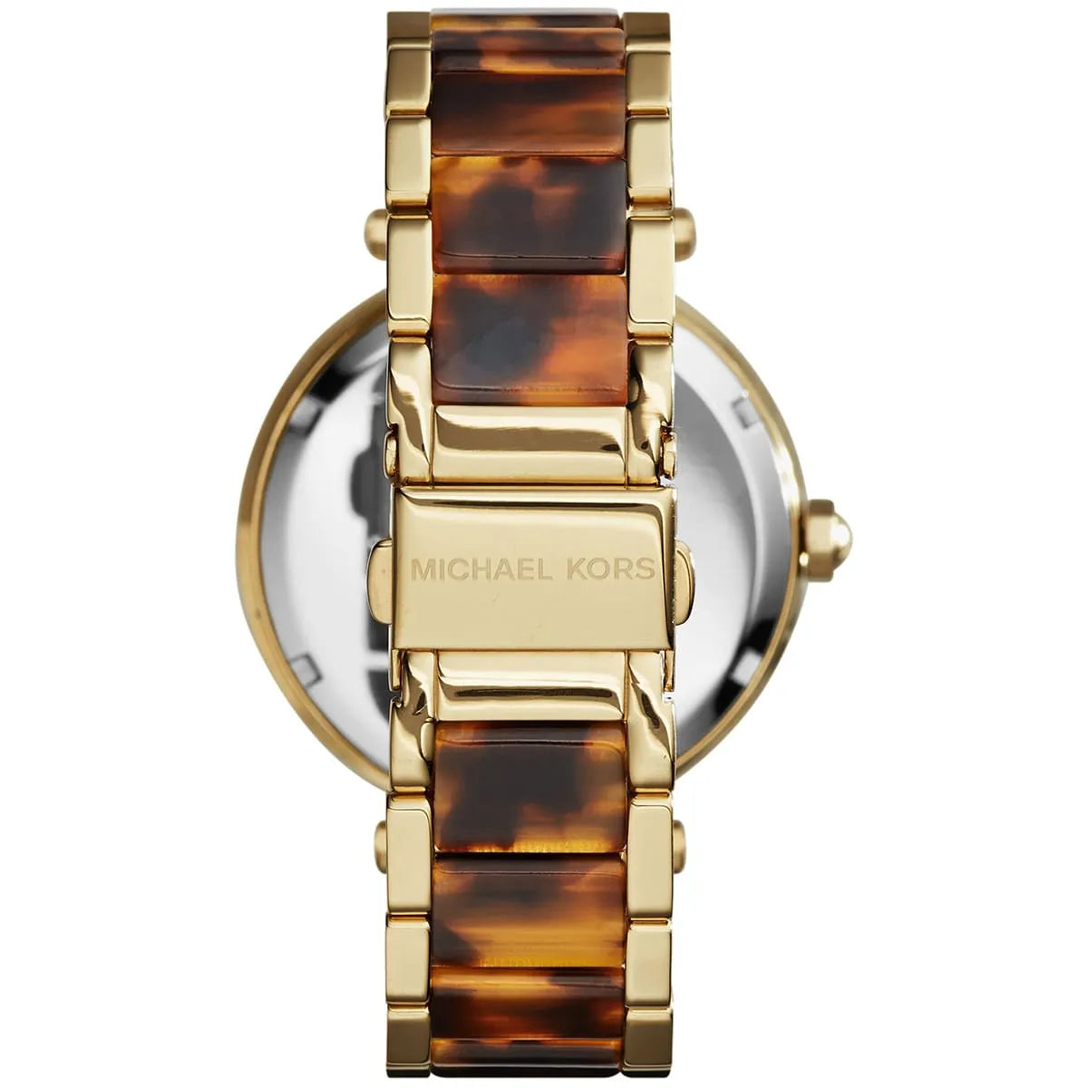 Michael Kors Parker watch caseback displaying Michael Kors engraving and water resistance rating