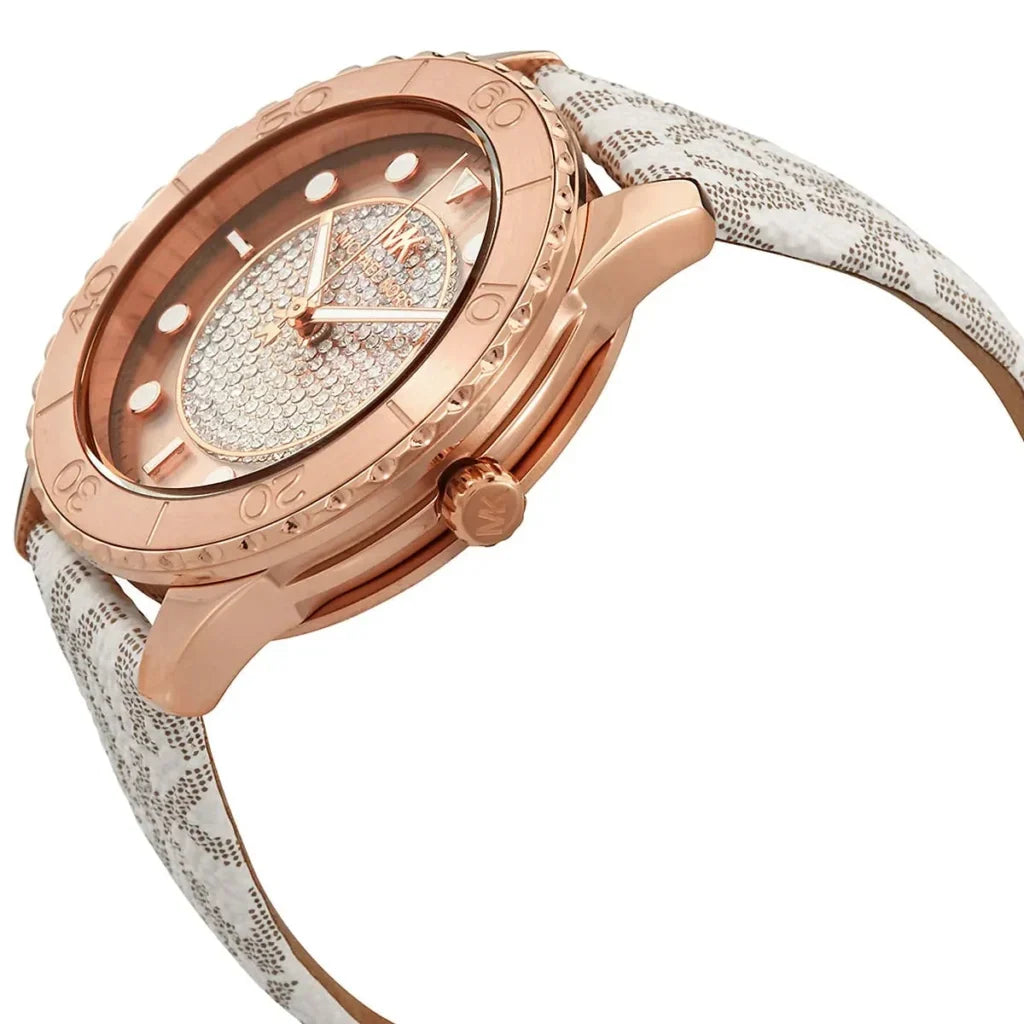 Michael Kors Oversized Runway Dive Pavé Rose Gold-Tone and Logo Women's Watch - MK6980