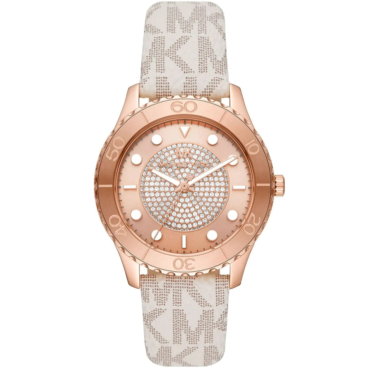 Michael Kors Oversized Runway Dive Pavé Rose Gold-Tone and Logo Women's Watch - MK6980