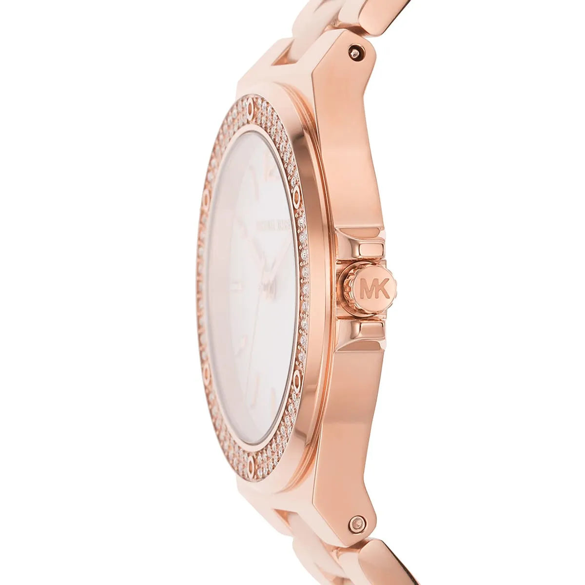 Michael Kors Mini-Lennox Pavé White Dial Rose Gold Women's Watch - MK7279