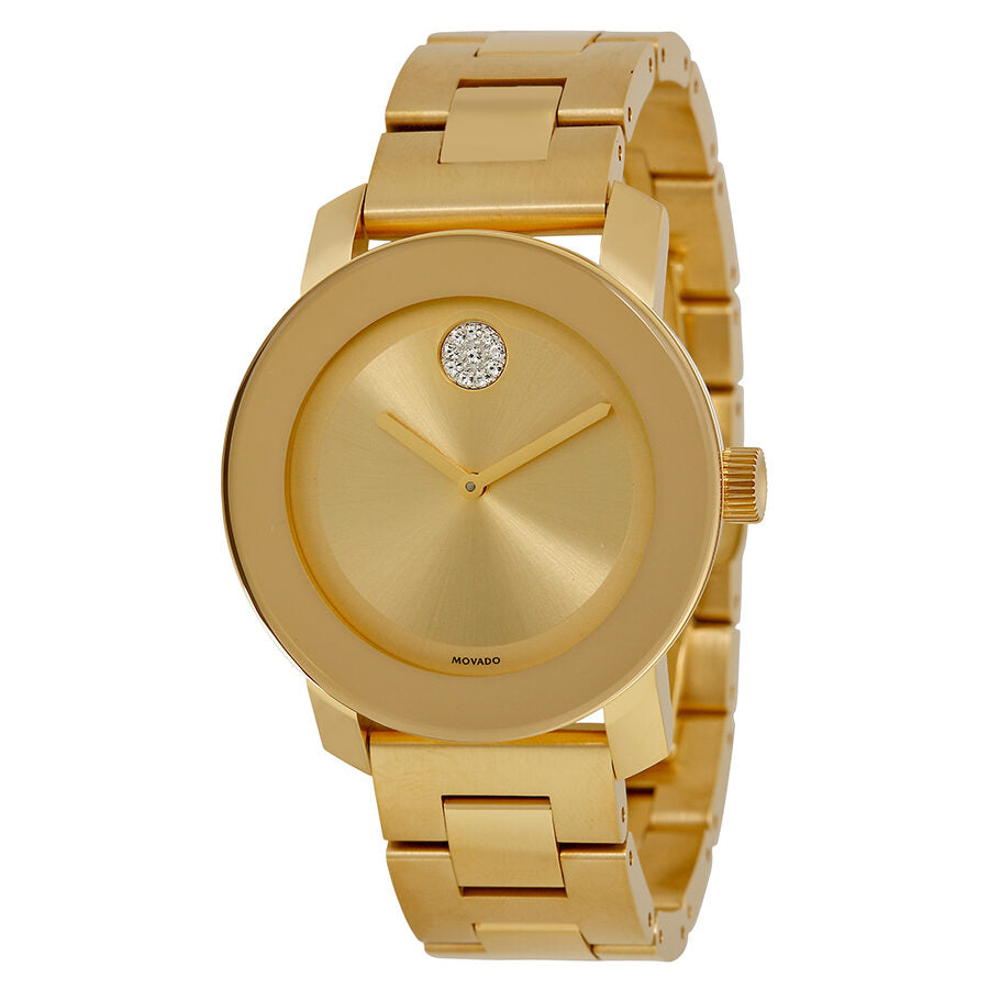 Movado Bold Gold Dial Yellow Gold Ion-plated Ladies Watch - 3600104