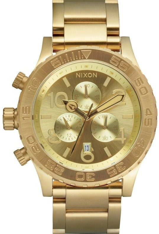 Nixon 42-20 Chrono Champagne Dial Gold Tone Men's Watch A037-502