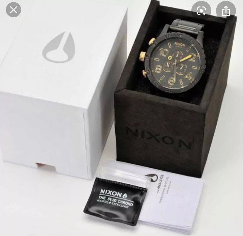 Nixon 51-30 Chronograph Matte Black & Gold Men's Watch A083-1041 (Defect)