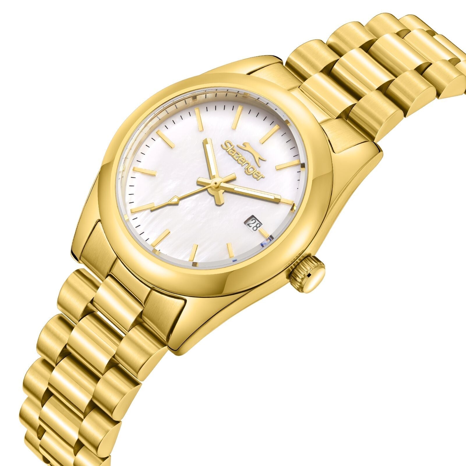 Slazenger Classic Date Window White Dial Gold Watch - SL.09.2473.3.02