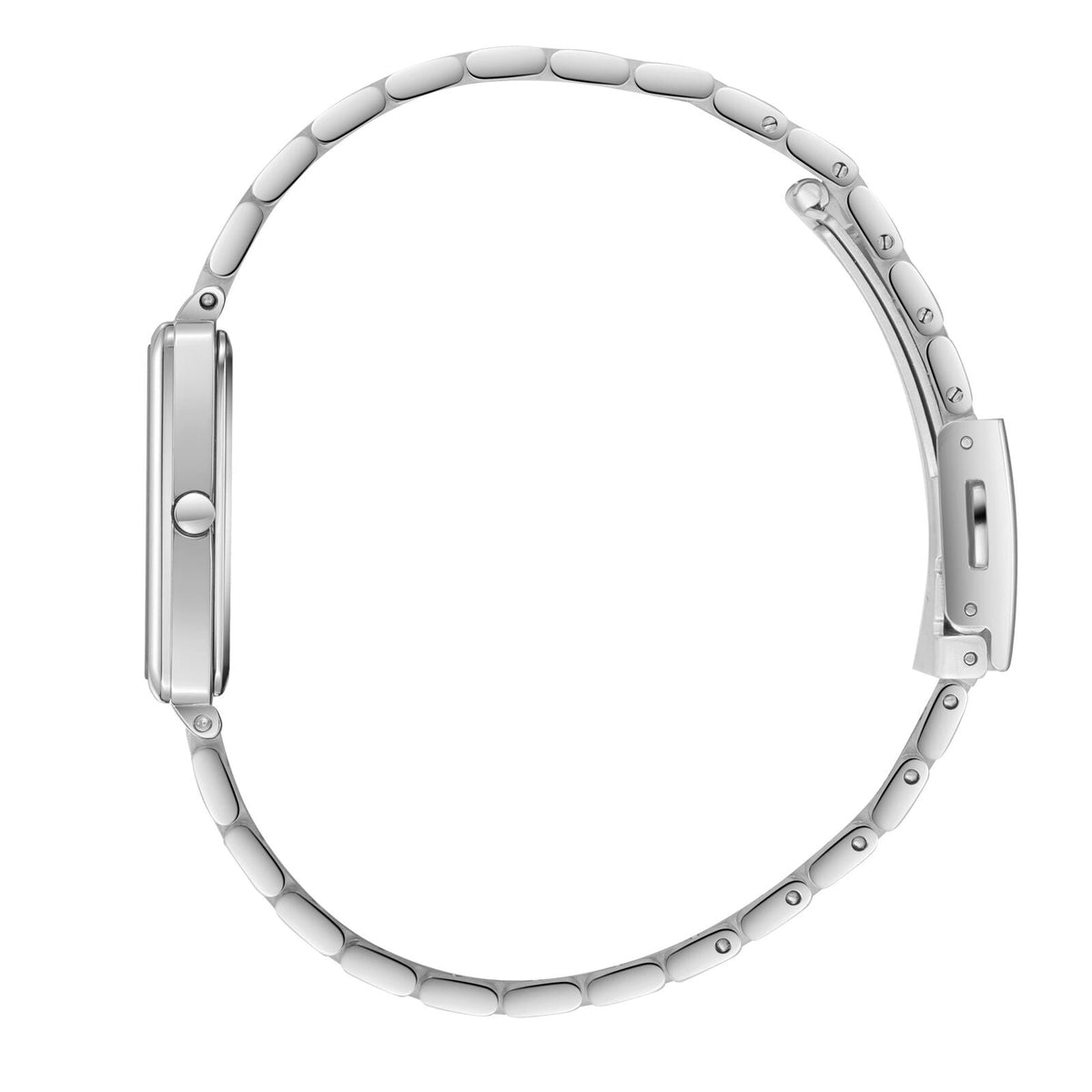 Slazenger Classic Square watch side profile showing case thickness and bracelet links