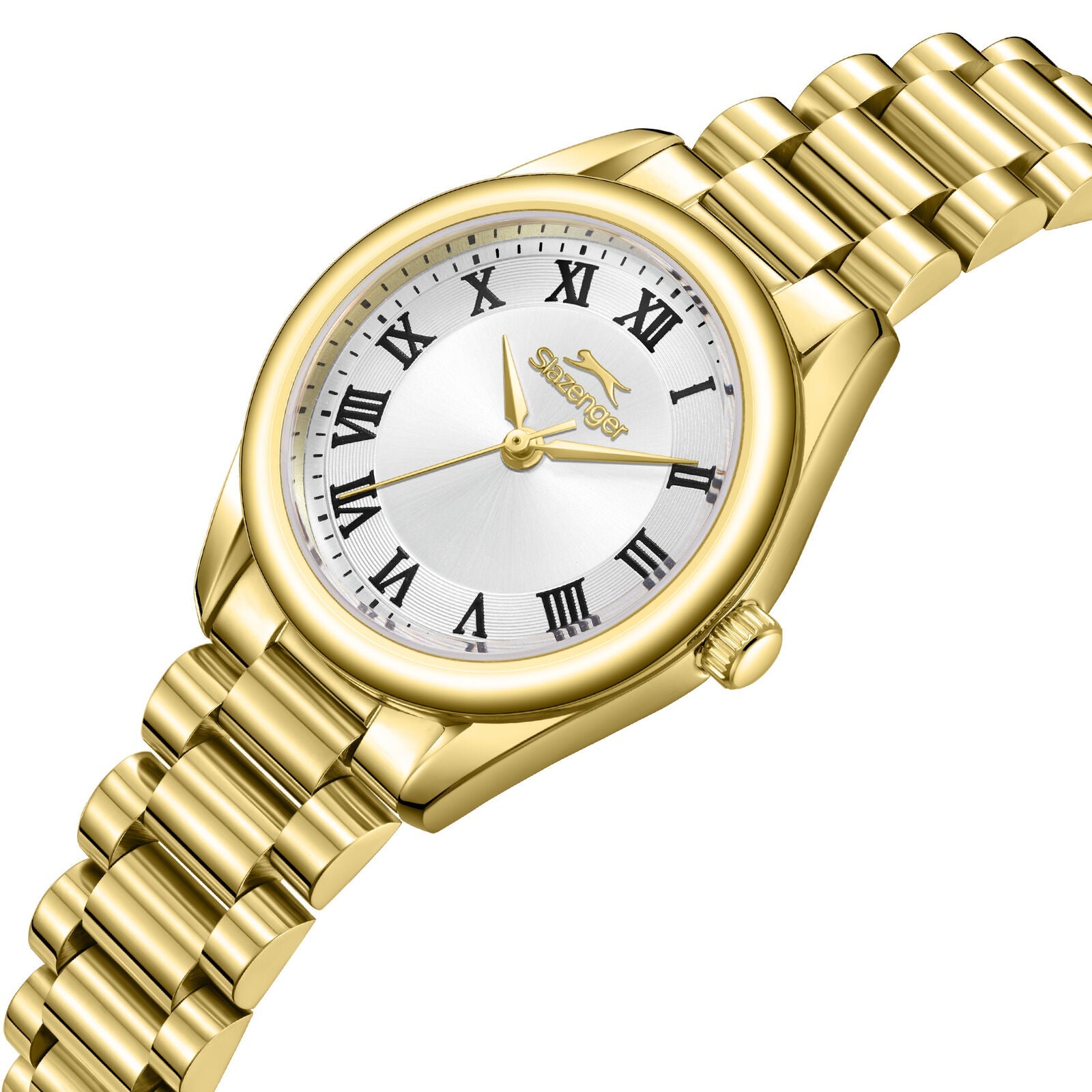 Slazenger Roman Numeral Silver Dial Gold Watch - SL.09.2591.3.130