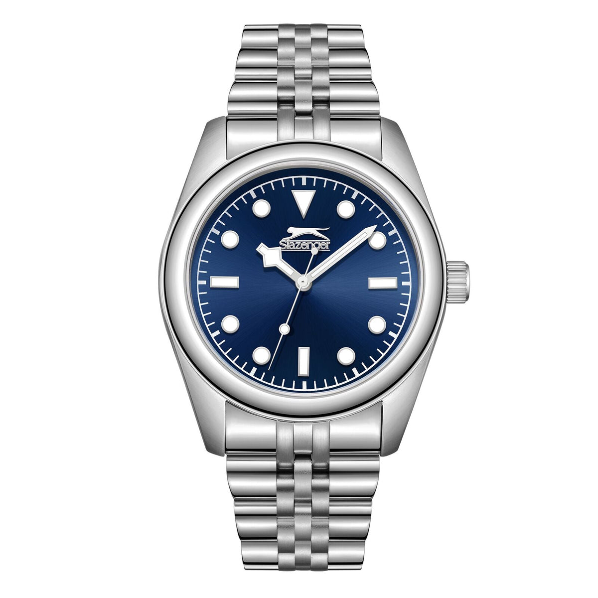Slazenger Classic blue dial silver stainless steel men's watch front view