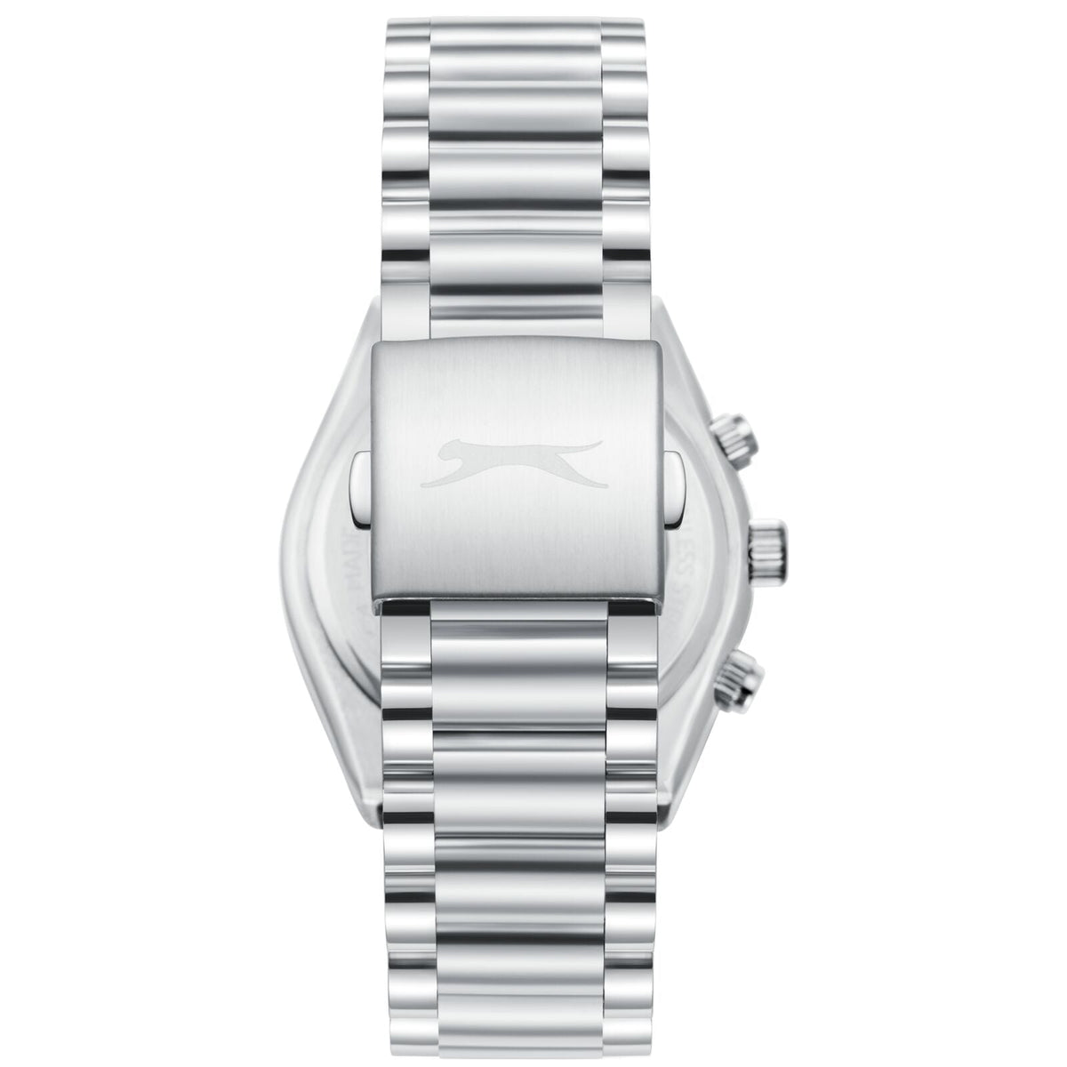 Caseback view of Slazenger Classic Chronograph with stainless steel back and Slazenger logo