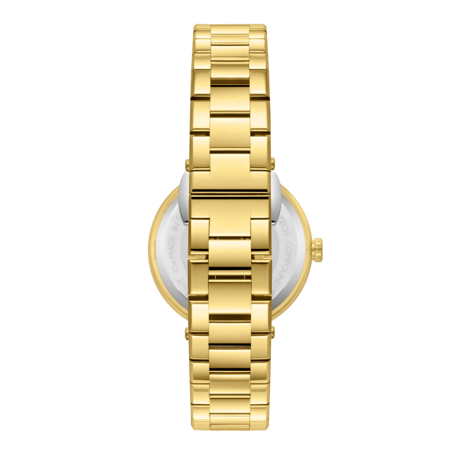 Slazenger watch caseback view showing gold case with gold bracelet