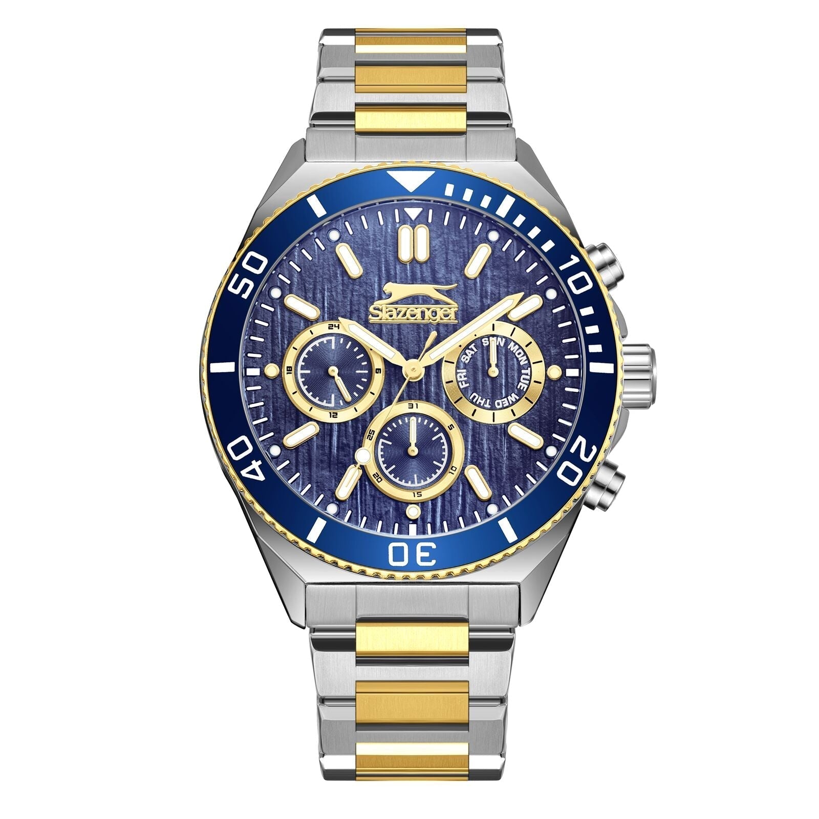 Slazenger Sport Multifuntion Navy Blue Dial Two tone Stainless Watch - SL.09.2370.2.02