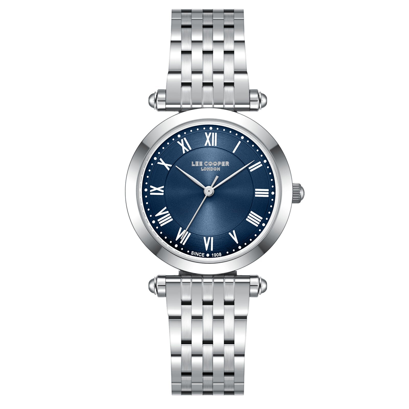 Lee Cooper Classic Roman Numeral Blue Dial Silver Watch - LC08290.390