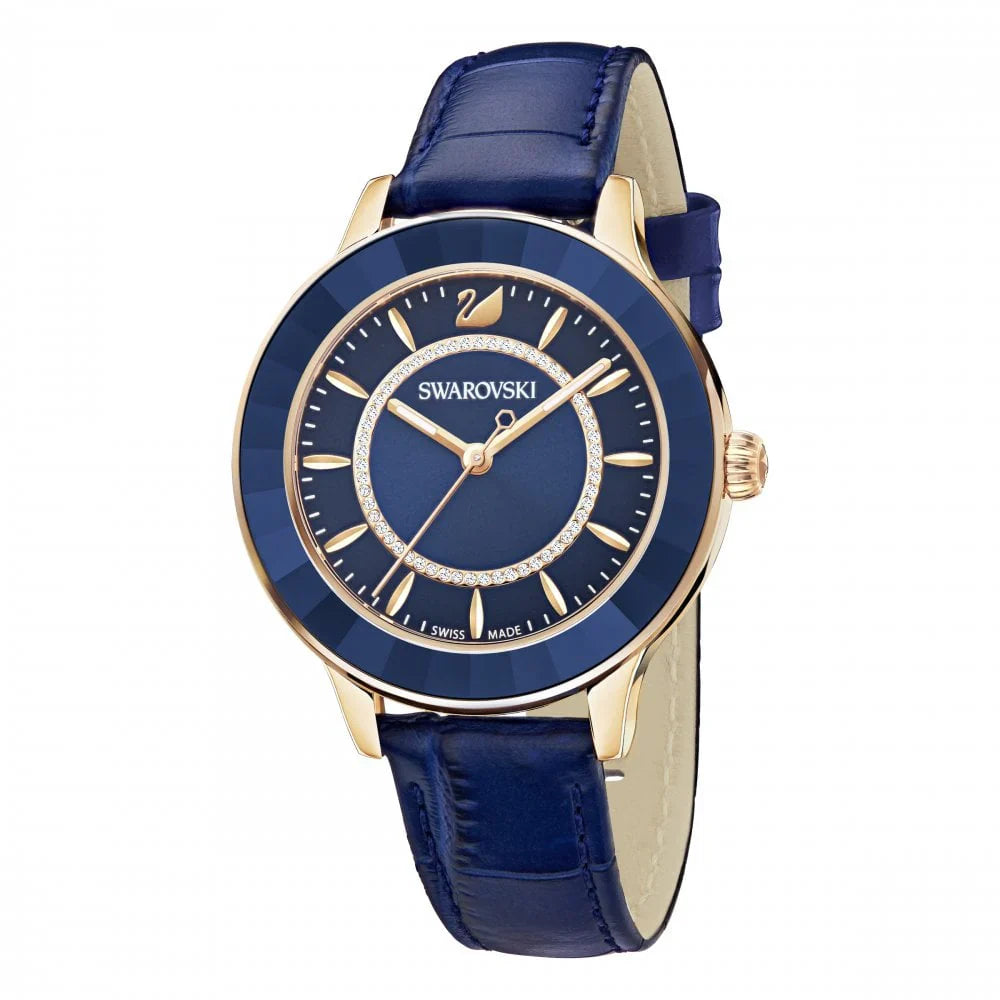 Swarovski Octea Lux Blue Dial Blue Leather Strap Women's Watch 5414413